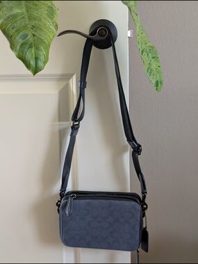 Coach Leather Charter 19 Monogram Crossbody Camera Bag